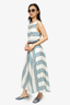 Loro Piana White/Blue Silk Striped Sleeveless Maxi Dress Size 44