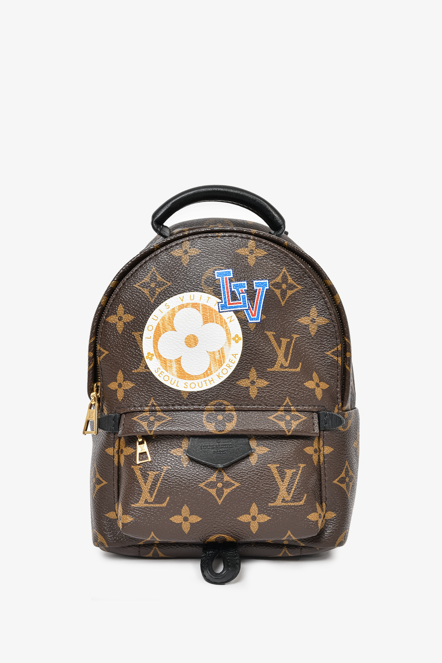 louis vuitton 2018 backpack Louis Vuitton 2018 Monogram 'My World' South Korea Patch Mini Palm Springs Backpack