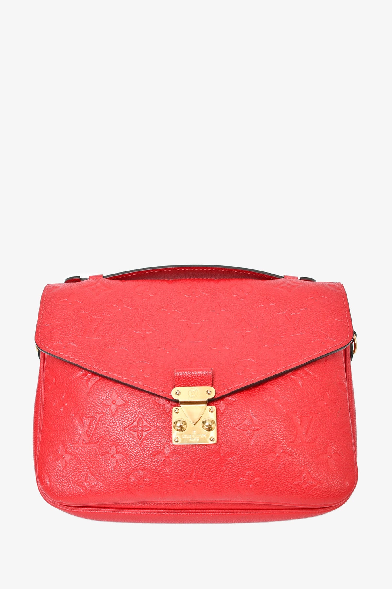 Louis Vuitton 2018 Red Empreinte Leather Pochette Metis Bag with