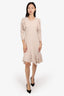 Louis Vuitton Beige Wool/Cashmere Ruffle Hem Midi Dress Size Medium