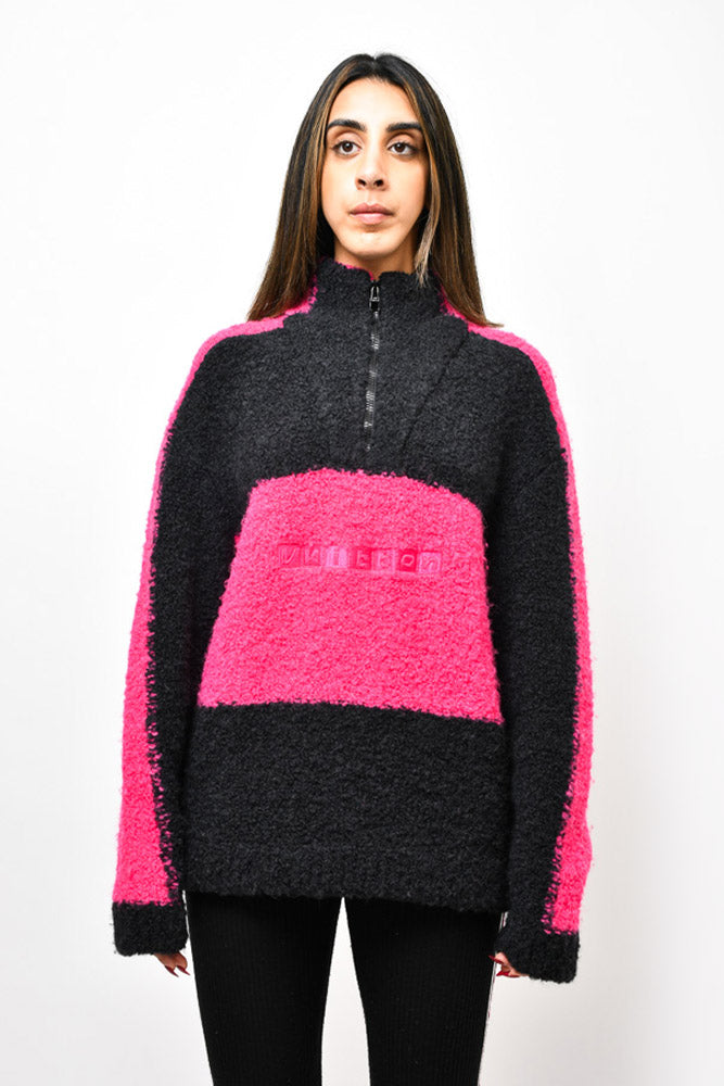 Louis Vuitton Black/Hot Pink Wool/Alpaca Logo Front Half Zip Sweatshir –  Mine & Yours