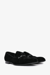 Louis Vuitton Black Checkered Velvet Loafers Size 7 Mens