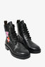 Louis Vuitton Black Leather Combat Boots with Patches Size 37