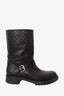 Louis Vuitton Black Monogram Embossed Calfskin Leather Rebellion Boots Size 40