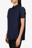 Louis Vuitton Black/Navy Silk Jacquard Printed Top Size 42