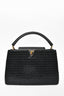 Louis Vuitton Black Patent Leather/Tweed Capucines MM Top Handle Bag