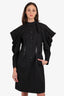 Louis Vuitton Black Pinstripe Open Shoulde Dress Size 42