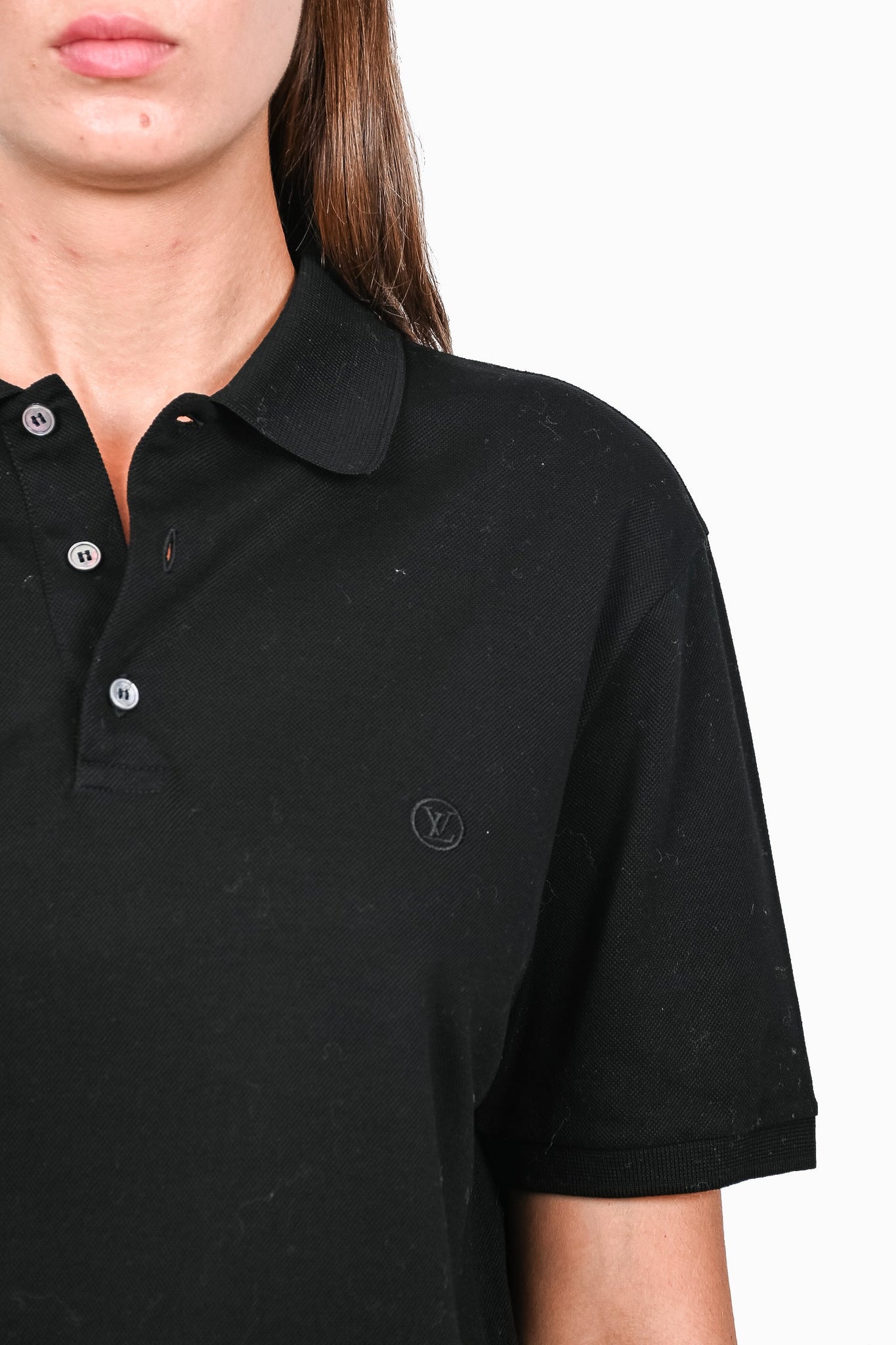 Lv Louis Vuitton Black Grey Embroidered Polo Shirts - Blinkenzo