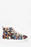 Christian Louboutin Black Printed Satin Louis Orlato High Top Sneakers Size 40.5