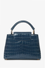 Louis Vuitton Blue Nile Crocodile Leather Capucines MM with Strap