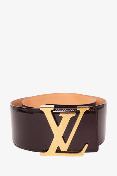 Louis Vuitton Patent Leather Burgundy Wide Belt with Gold Buckle Patent leather belt Louis Vuitton Burgundy size 75 cm in  main image 3