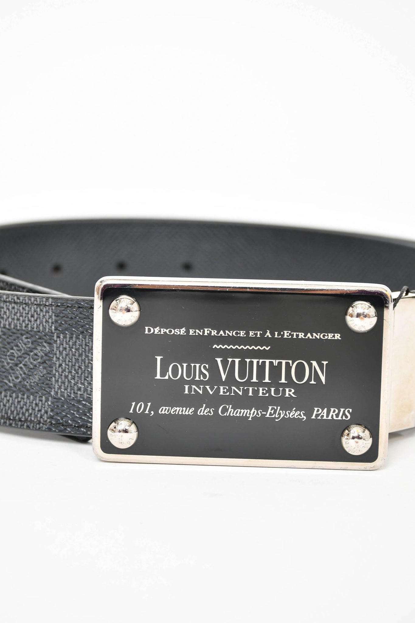Louis Vuitton Damier Graphite Inventeur 35mm Reversible Belt sz 90