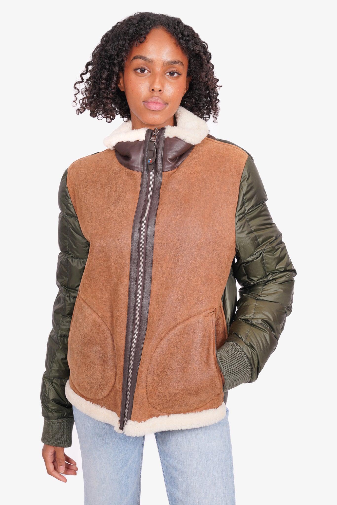 Louis Vuitton Green/Brown Puffer With Suede and Shearling Size 48 – Mine &  Yours