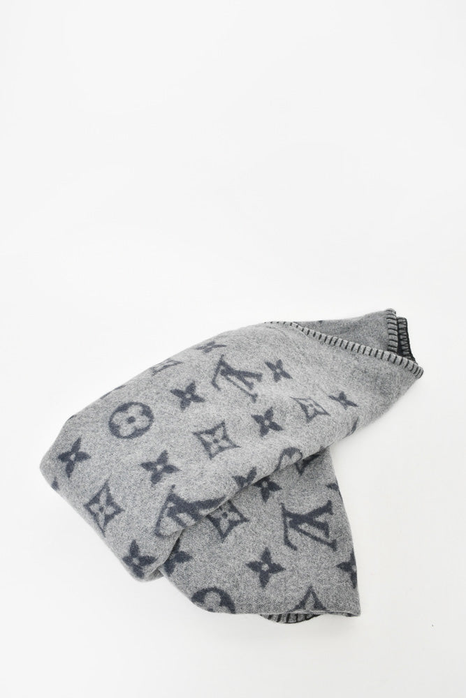 Louis Vuitton Grey Eclipse Wool / Angora Blanket