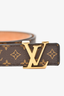 Louis Vuitton Monogram Thin Gold LV Buckle Belt Size 85