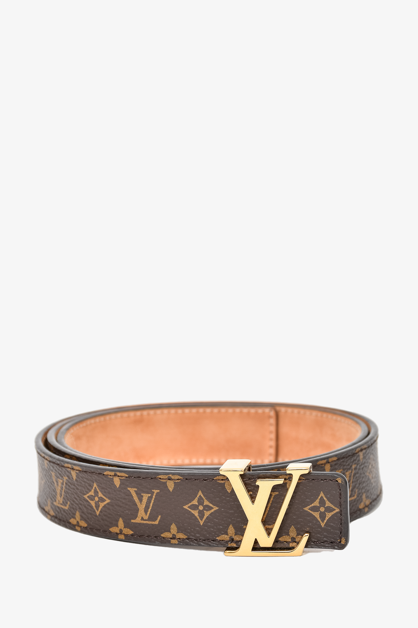 Louis Vuitton Monogram Thin Gold LV Buckle Belt Size 85 – Mine & Yours