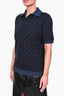 Louis Vuitton Navy Blue Monogram Wool/Silk/Cotton Polo Top Size L Mens