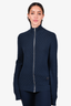 Louis Vuitton Navy Blue Wool Blended Damier Zip-Up Cardigan Size S