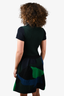 Louis Vuitton Navy/Green Wool/Cashmere Knitted Dress Size M