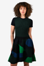 Louis Vuitton Navy/Green Wool/Cashmere Knitted Dress Size M