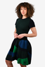 Louis Vuitton Navy/Green Wool/Cashmere Knitted Dress Size M