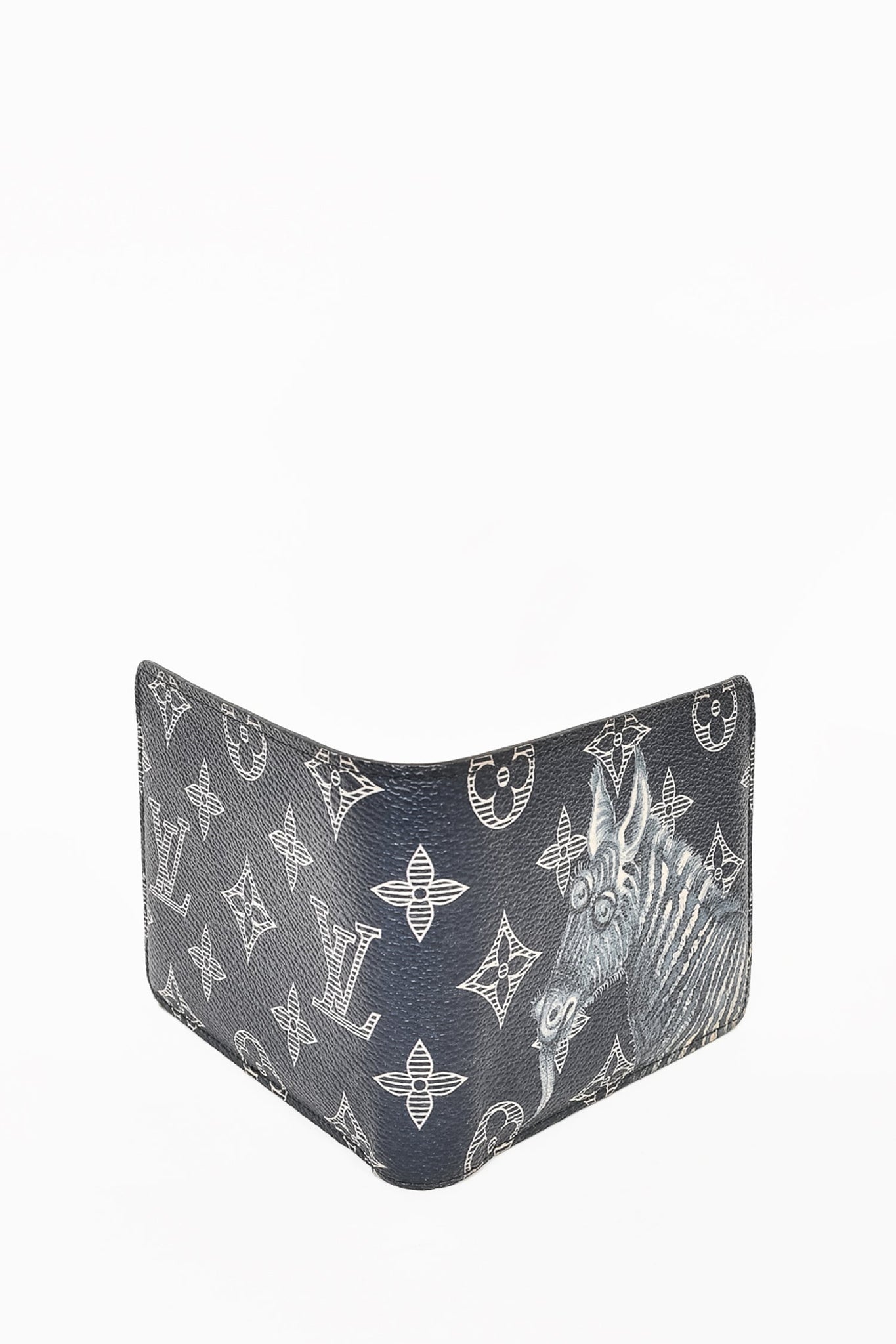 Louis Vuitton Black Monogram Limited Edition 'Chapmans Brothers' Wallet w/ Zebra Print