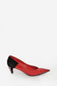Louis Vuitton Red Leather/Black Suede Pointed Toe Crystal Embellished Heels sz 37