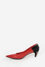 Louis Vuitton Red Leather/Black Suede Pointed Toe Crystal Embellished Heels sz 37