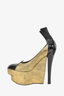 Louis Vuitton Runway Fall 2008 Metallic Gold/Black Patent Wedged Heels sz 36