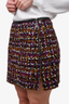 Louis Vuitton Vintage Purple Tweed Leather Trim Mini Skirt Size 38