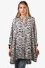 Louis Vuitton White/Navy Zebra Printed Silk Tunic Top Size 38