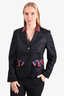 Love Moschino Grey Check with Red/Navy Stripe Single Breasted Blazer Size 8 US