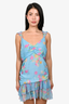 LoveShackFancy Blue Floral Ruffle 'Desra' Mini Dress Size 12