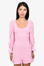 LoveShackFancy Pink Velvet Smocked 'Dorset' Mini Dress Size S