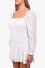 LoveShackFancy White Smocked Mini Dress with Eyelet Sleeves Size XL