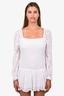LoveShackFancy White Smocked Mini Dress with Eyelet Sleeves Size XL