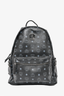 MCM Black Monogram Leather Backpack w/ Studded Pockets