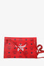 MCM Red Leather Envelope Clutch with Strap