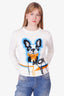 MCM White Wool Dog Graphic Knit Sweater Size S