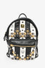 MCM Black/White Leather Striped Studded Backpack