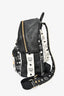 MCM Black/White Leather Striped Studded Backpack