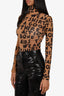 MM6 Maison Margiela Beige/Black Text Print Bodysuit Size XS