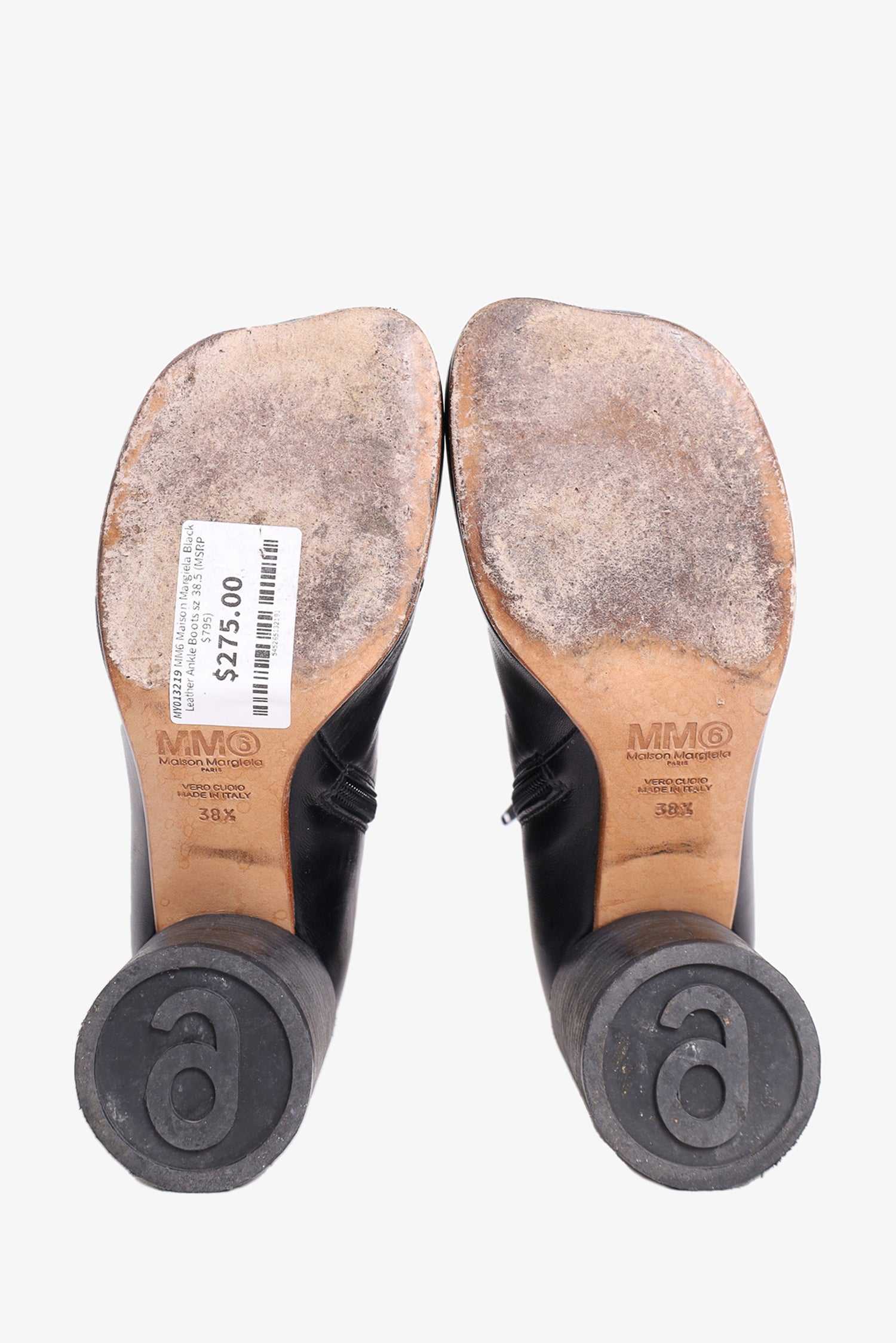 MM6 Maison Margiela ブーツ　(サイズ:38) MM6 Maison Margiela Black Leather Ankle Boots Size 38.5 – Mine & Yours