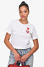 Play Comme des Garcons White/Red Crystal Embellished Heart T-Shirt Size M