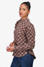 Veronica Beard Brown Cotton Plaid Puff-Sleeve Top Size 4