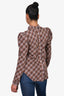 Veronica Beard Brown Cotton Plaid Puff-Sleeve Top Size 4