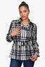 Burberry London Black/White Tartan Belted Short Trench Jacket Size 4 US