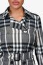 Burberry London Black/White Tartan Belted Short Trench Jacket Size 4 US