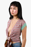 M Missoni Pink Multicoloured Striped Knit Tie Front Top Size 2