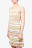 M Missoni White/Neon Green Striped Knit Tank Dress Size 38